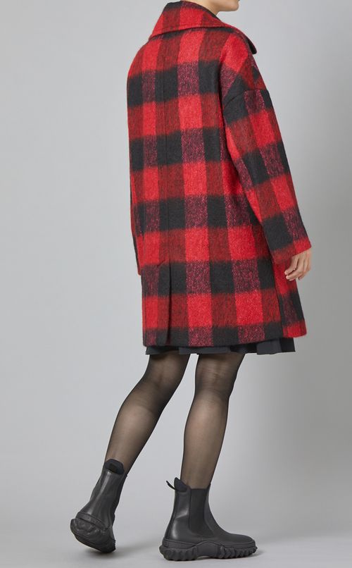 チェック柄ウールコート