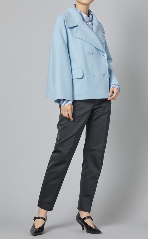 ダブルブレストウールショートコート