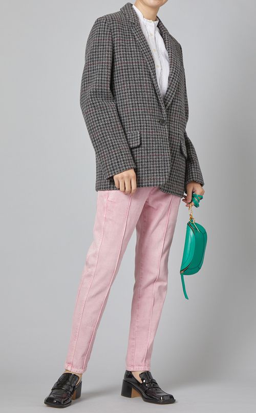 ウールチェックショートコート