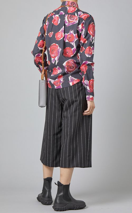 フラワープリントギャザーブラウス