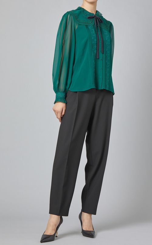 レースカラーシフォンブラウス