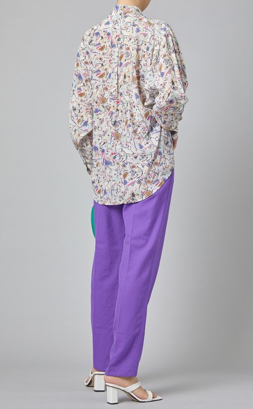 マルチカラープリントブラウス