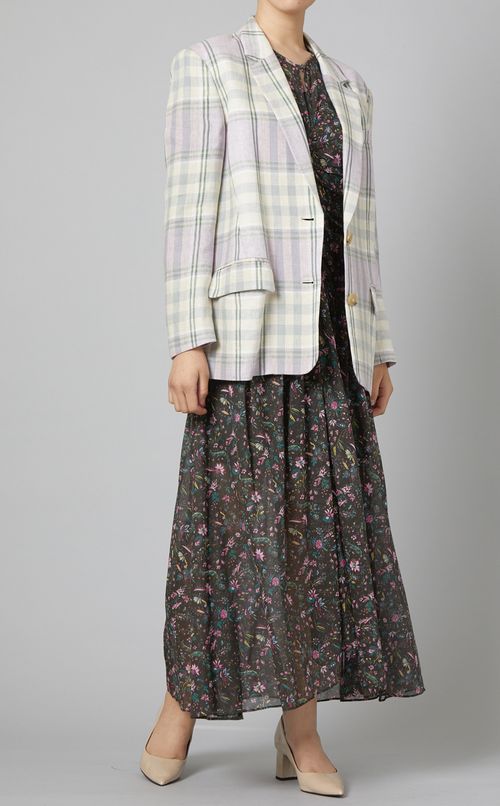 リネンチェックテーラードジャケット