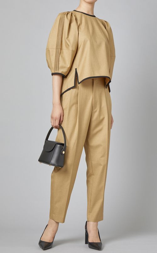 バイカラーパイピングブラウス