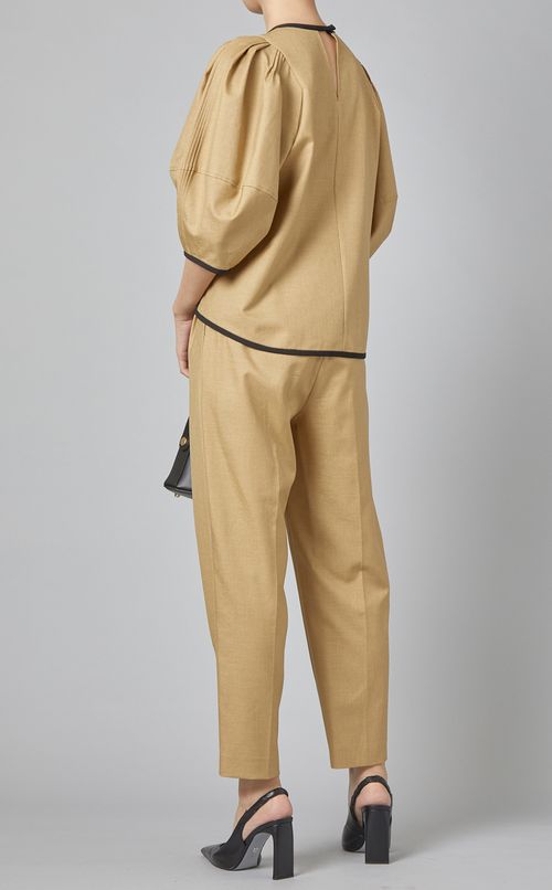 バイカラーパイピングブラウス