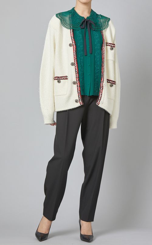 レースカラーシフォンブラウス