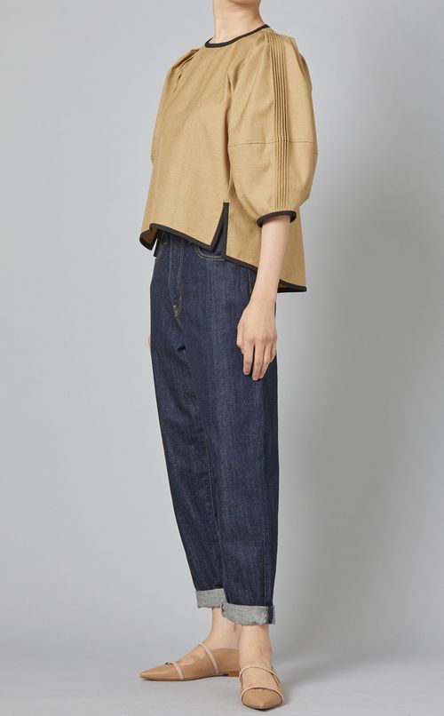 バイカラーパイピングブラウス