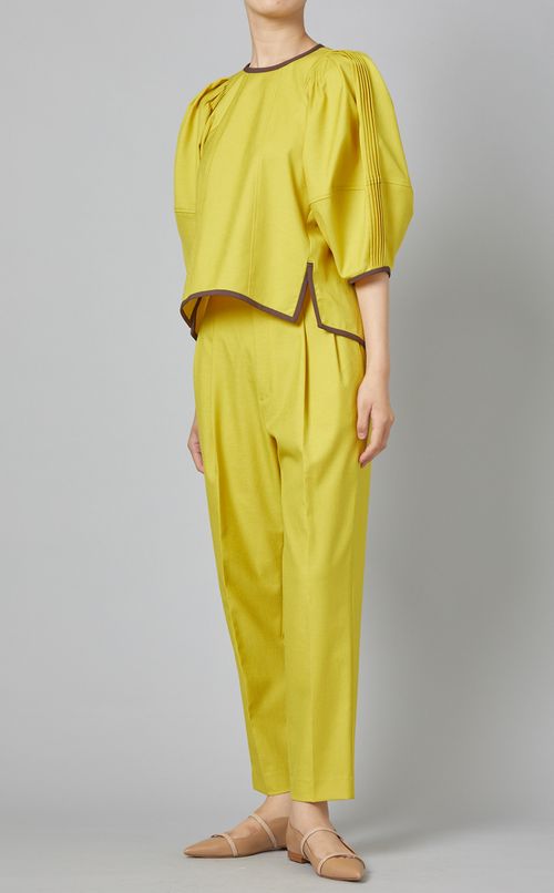 バイカラーパイピングブラウス