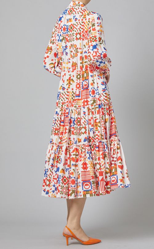 プリントティアードワンピース