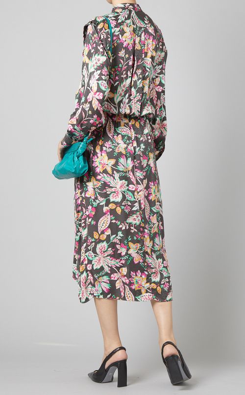 フラワーマルチプリントミディワンピース