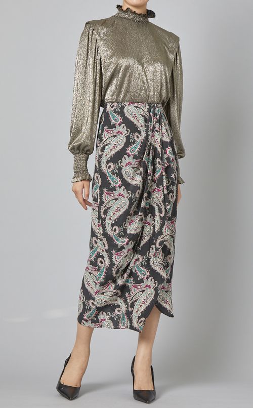 メタリックハイネックブラウス