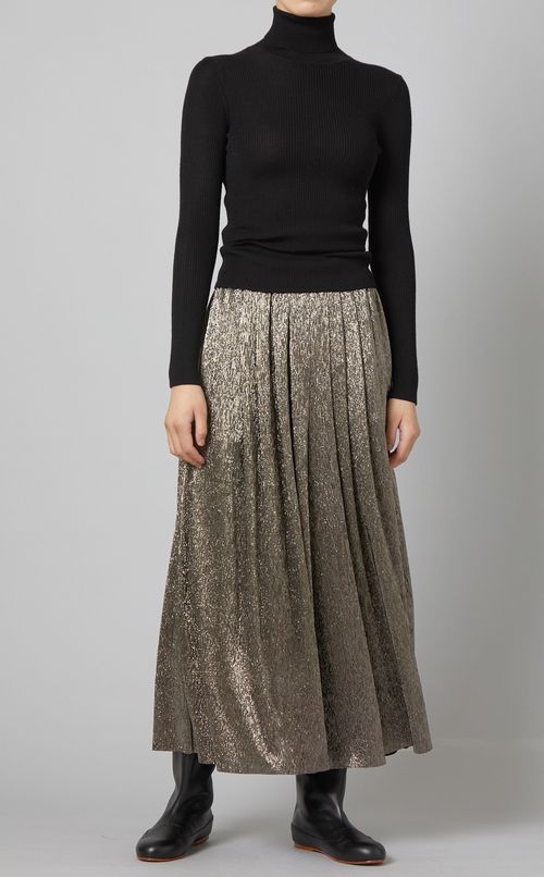 メタリックギャザーパンツ