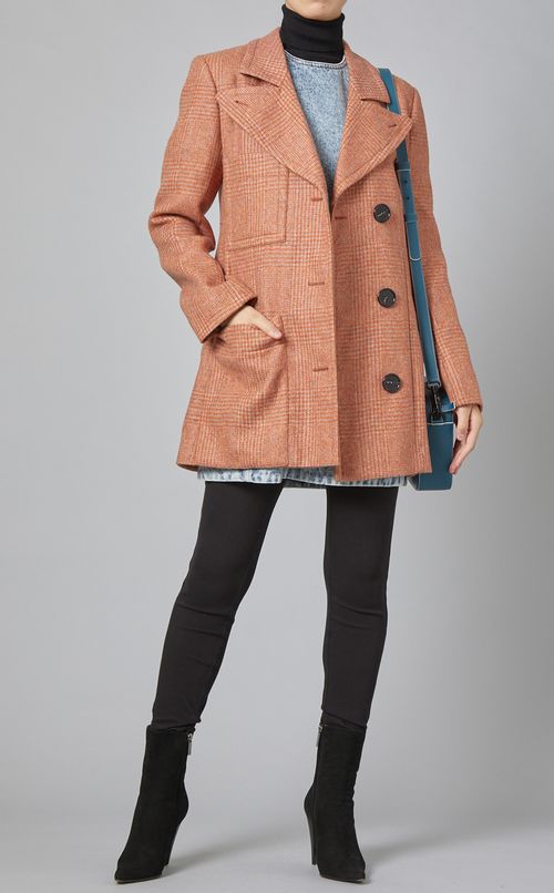 ウールチェックジャケットコート