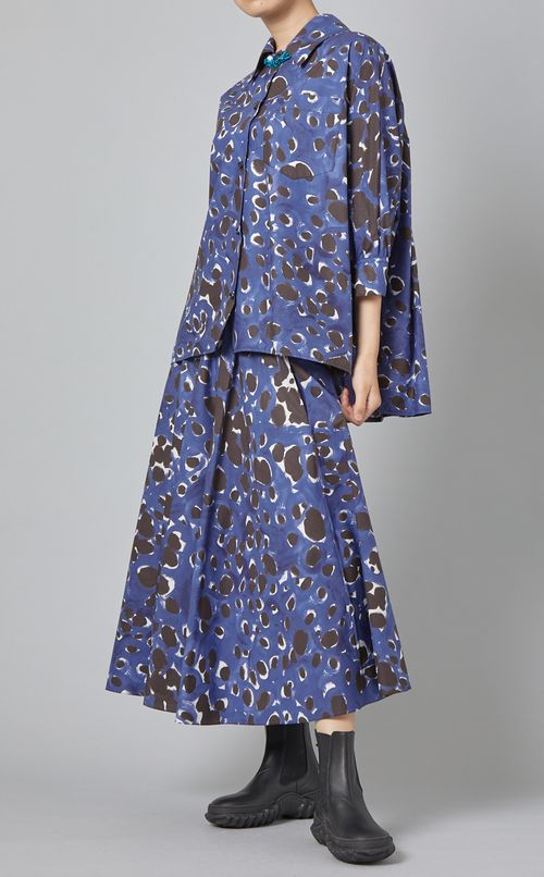 バックギャザープリントブラウス