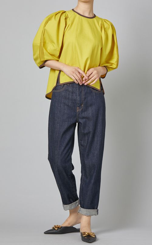 バイカラーパイピングブラウス