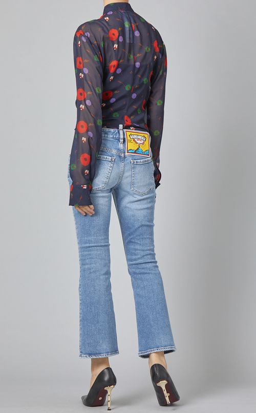 プリントギャザーシアーシャツ