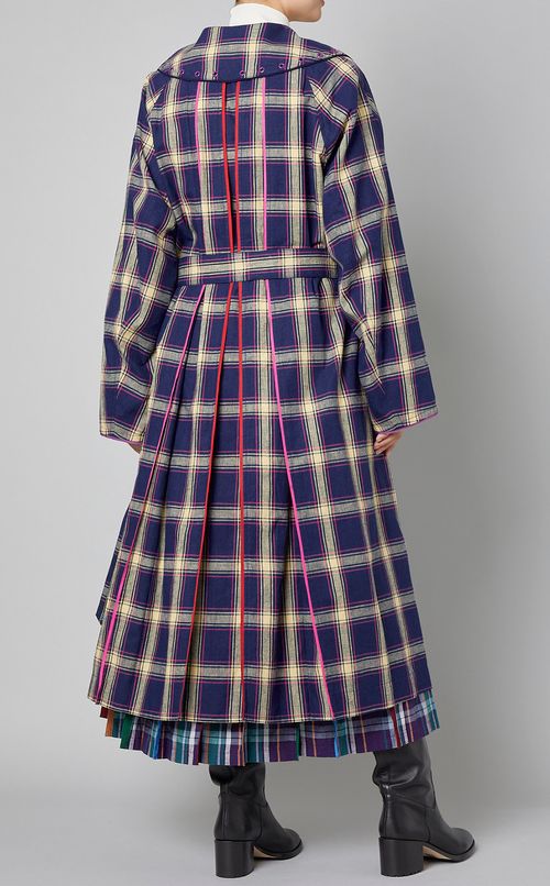 チェックオーバーロングコート