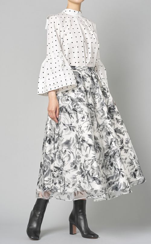 フラワーレイヤードプリントスカート