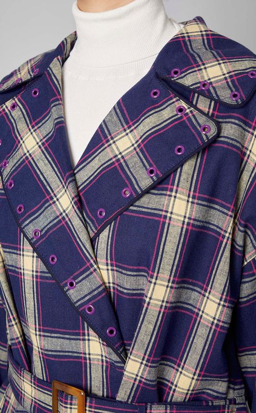 チェックオーバーロングコート