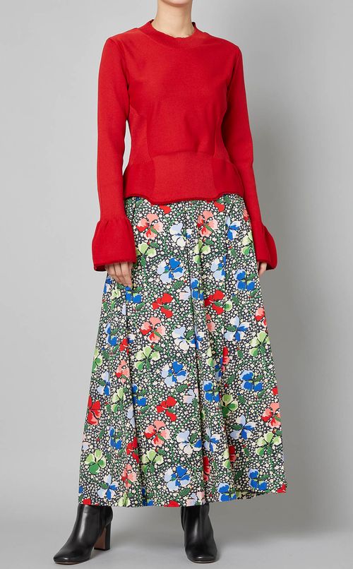 フローラルプリントフレアスカート