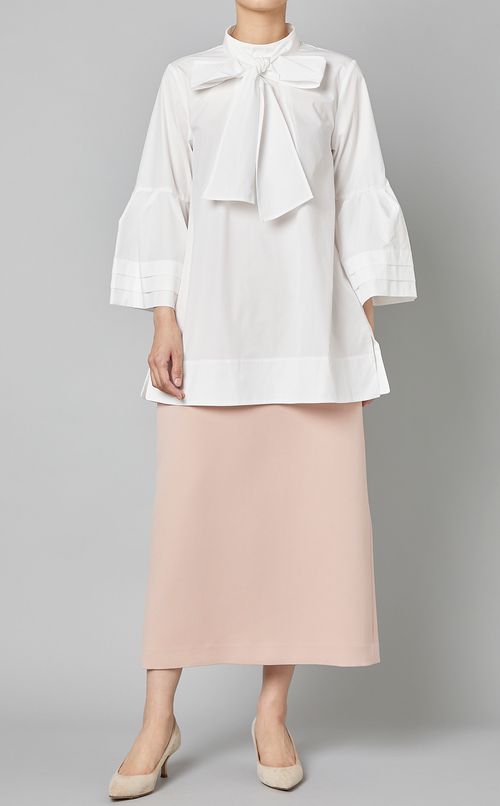 ベルスリーブバックリボンブラウス