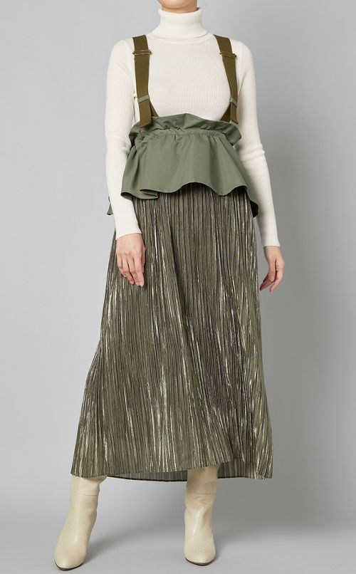 ウエスト切替プリーツジャンパースカート