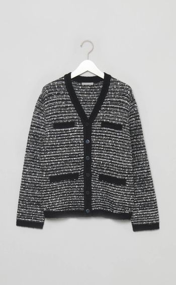 ツイード調Vネックカーディガン