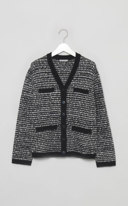 ツイード調Vネックカーディガン