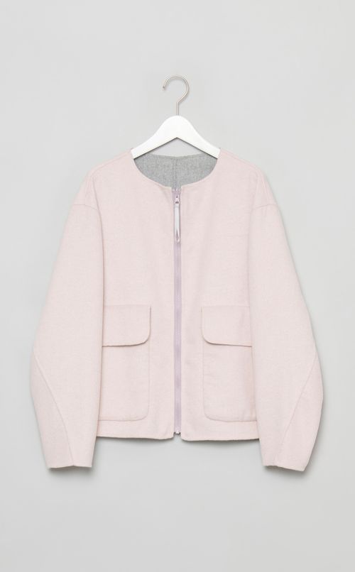 リバーシブルノーカラーブルゾン