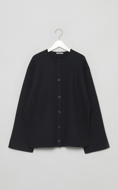 圧縮ウールノーカラーオーバーブルゾン