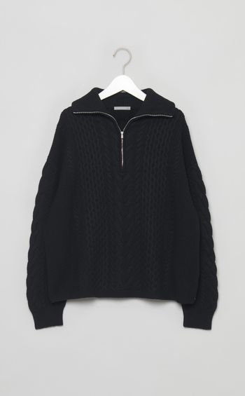 ハーフジップミドルゲージニット