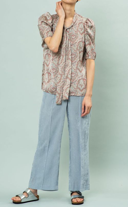 リバティプリントボウタイブラウス