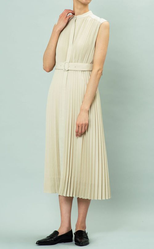 ベルト付シャツプリーツワンピース