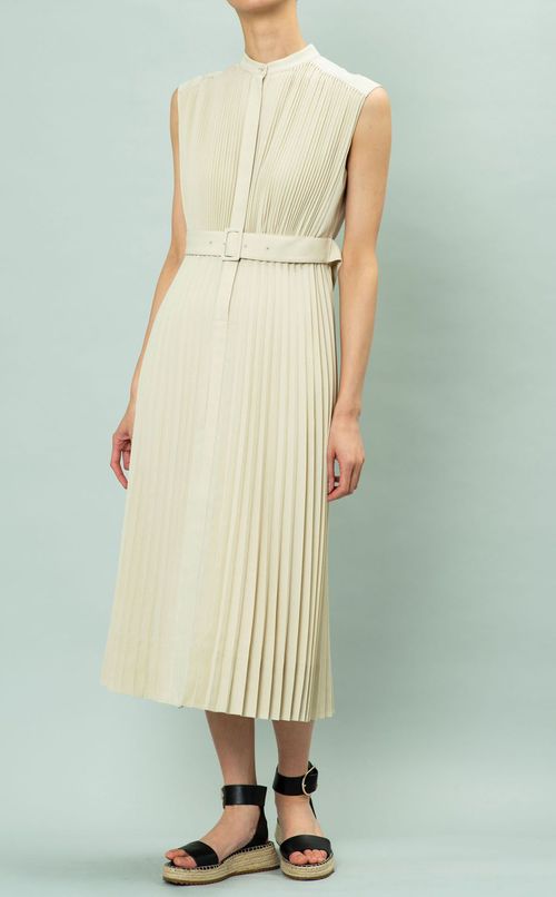 ベルト付シャツプリーツワンピース