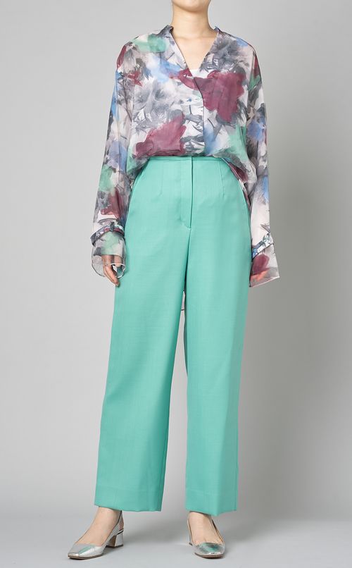 フラワープリントラグランシャツ