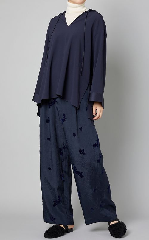 フロッキーフラワーウエストゴムパンツ