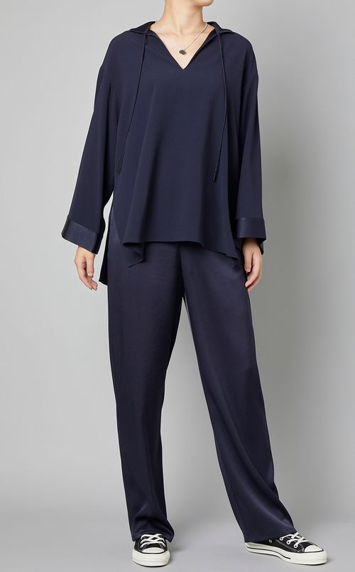 サテンカフタンプルオーバーシャツ