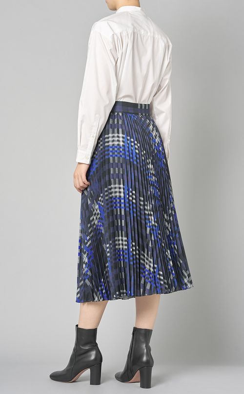 チェックプリーツミディスカート