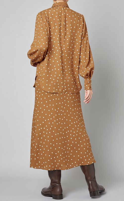 ドットプリントボウタイブラウス