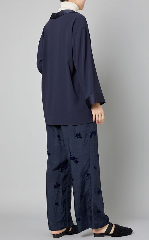 フロッキーフラワーウエストゴムパンツ