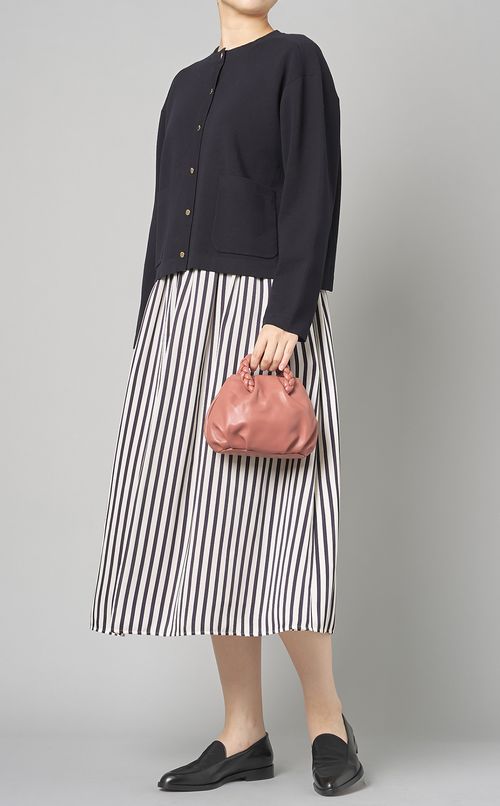 ストライプノーカラーワンピース