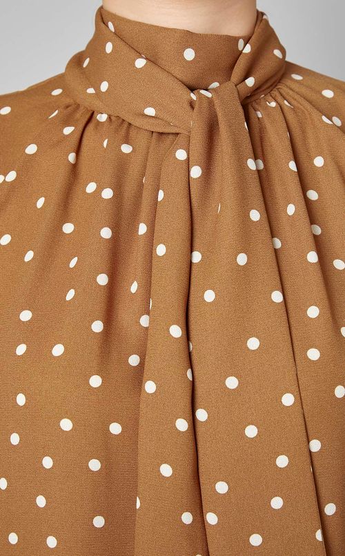 ドットプリントボウタイブラウス