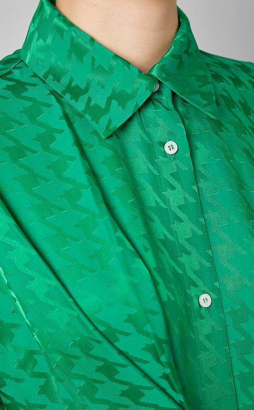 ヘリンボーンプリントタイフロントドレス