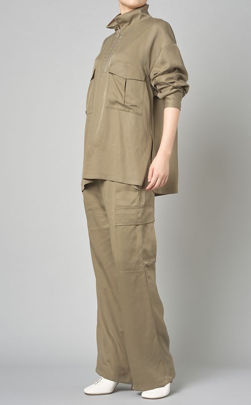 ツイルジップアッププルオーバーシャツ