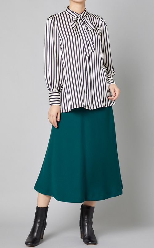 ストライプボウタイブラウス