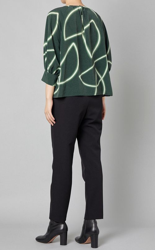 ネオンプリントギャザーブラウス