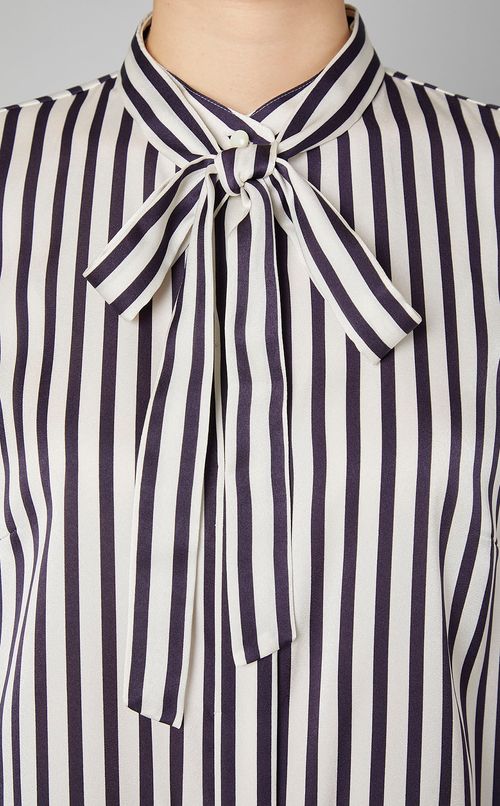 ストライプボウタイブラウス