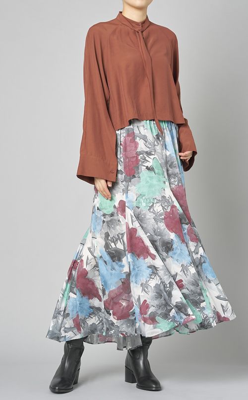 クロップドラグランボウタイブラウス