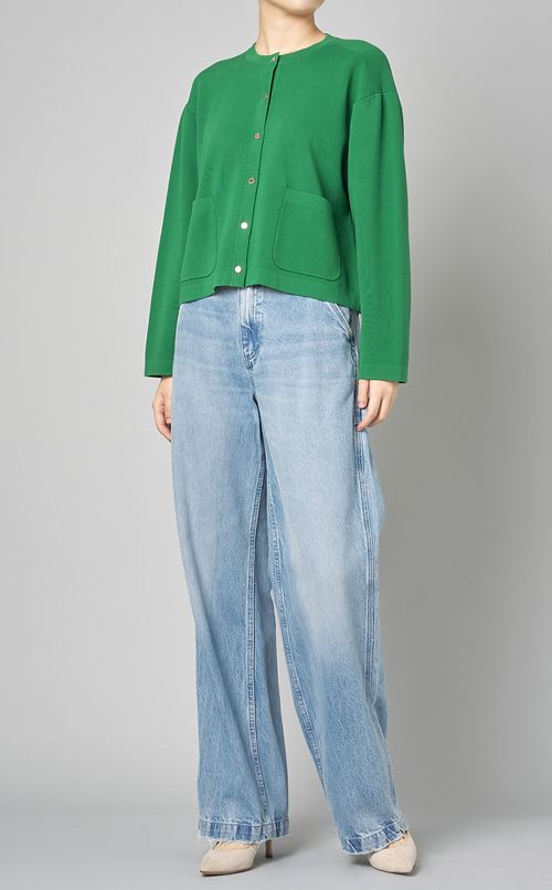 ミラノリブノーカラーカーディガン