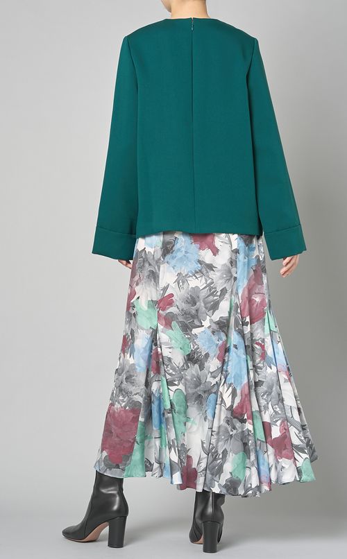 ビスコースサテンケープスリーブトップス